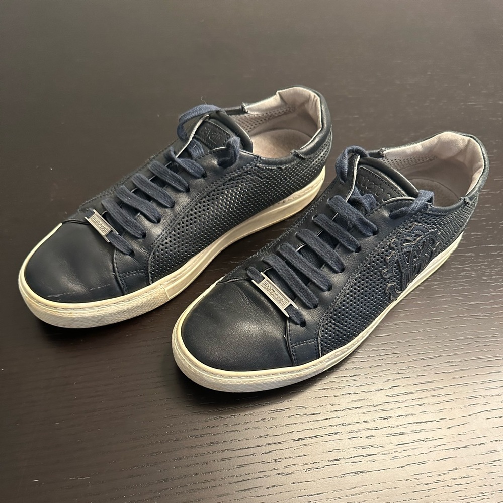 ROBERTO CAVALLI MENS BLUE LEATHER SNEAKERS SZ 42 1/2 (US SIZE 9 1/2)